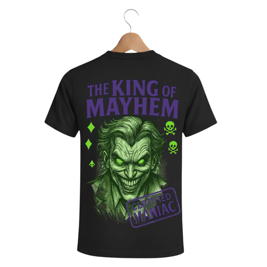 The King of Mayhem" Graphic T-Shirt – Premium 180 GSM Heavyweight Cotton