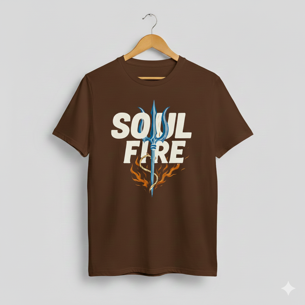 Soul Fire Trident Graphic T-Shirt - 100% Cotton (180 GSM)`