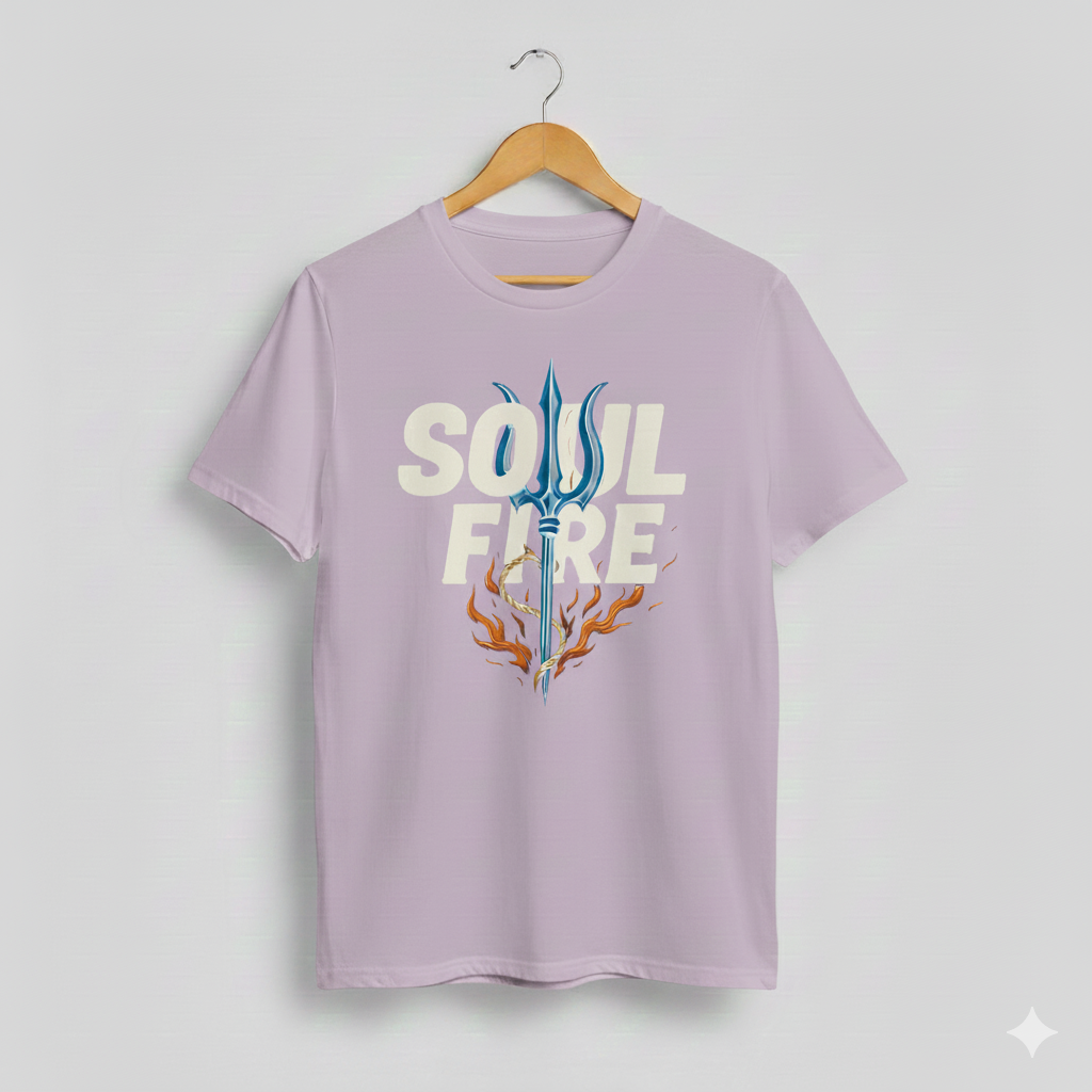 Soul Fire Trident Graphic T-Shirt - 100% Cotton (180 GSM)`